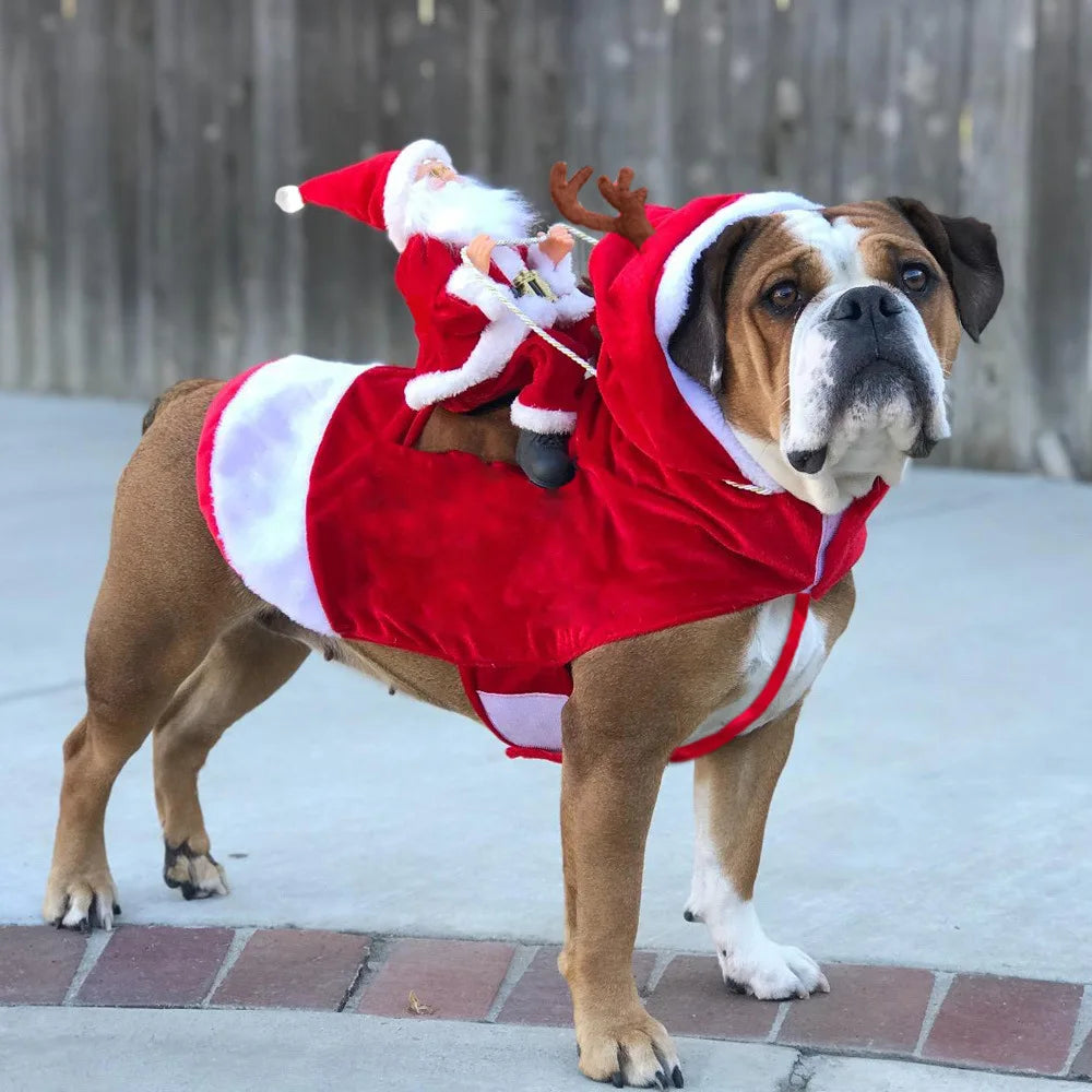 1Pc, Christmas Clothing, Santa Claus, Ski Riding, Christmas Pet Clothing, Warm and Frost Proof, Pet Christmas Supplies