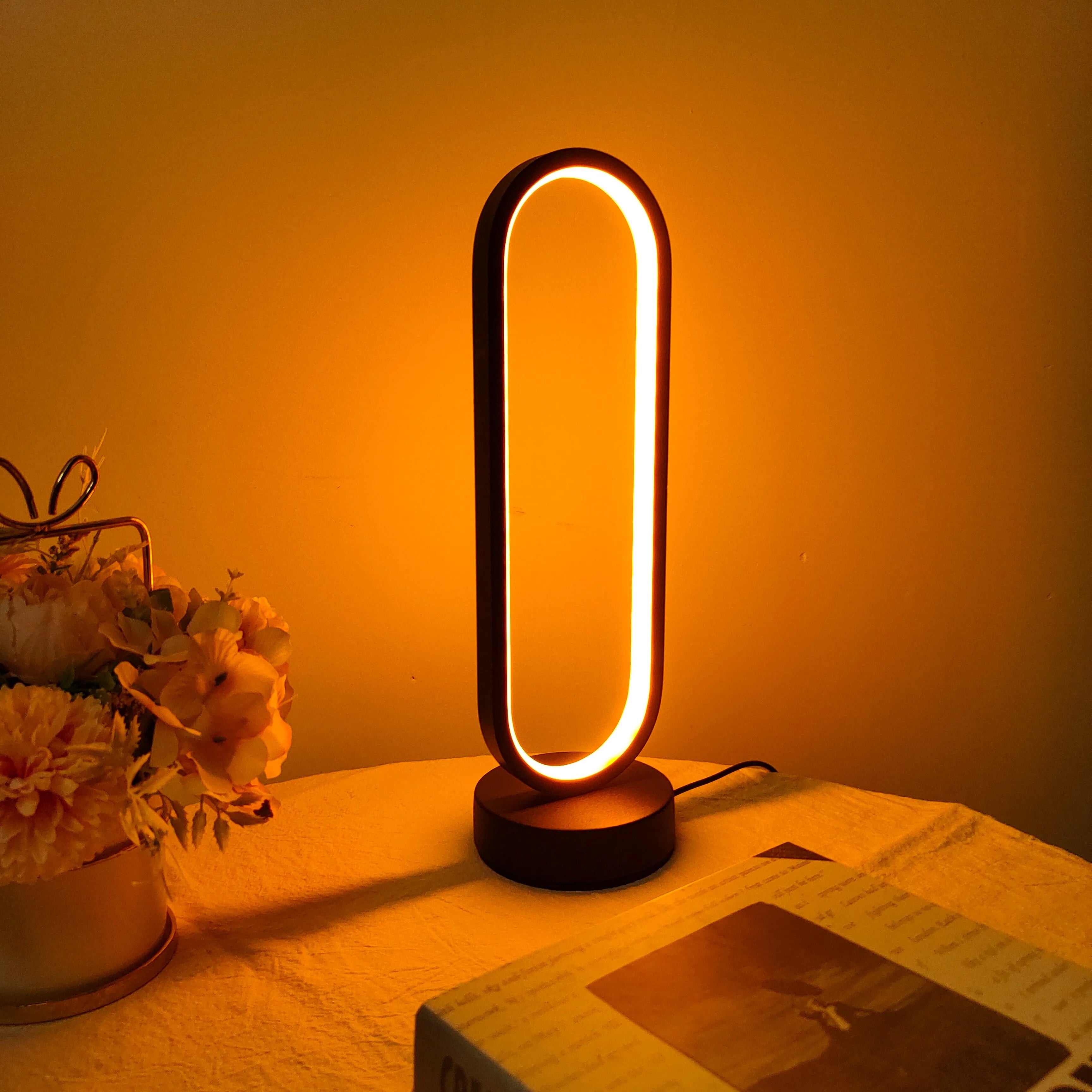LED Ring Lamp with Three-Color Dimming for Bedroom and Living Room Night Light